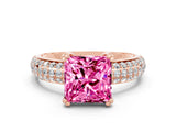 Rose gold Princess Cut Cut Diamond Milgrain Marquise Band with Prong Setting