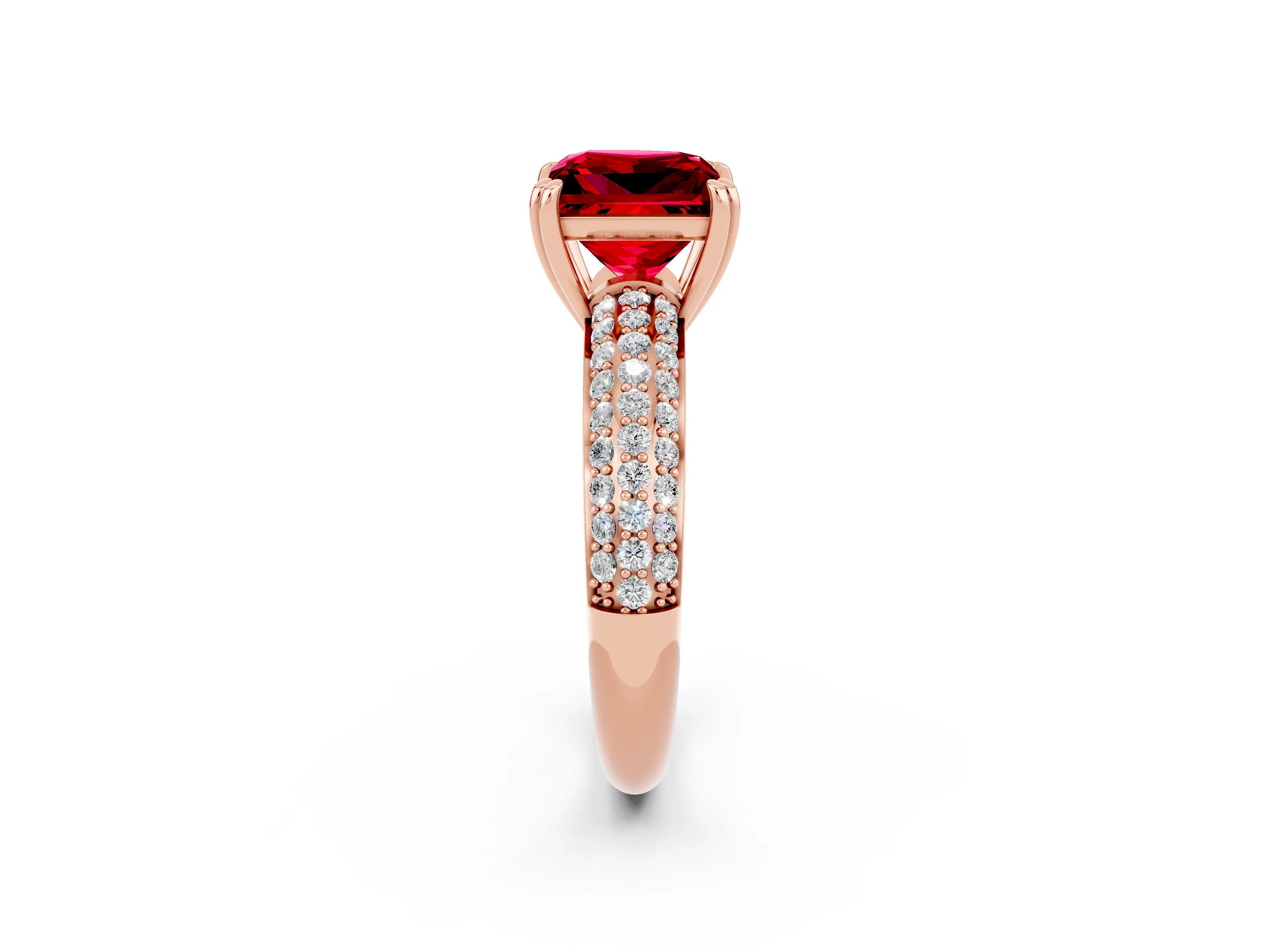 Rose gold Princess Cut Cut Diamond Milgrain Marquise Band with Prong Setting_2
