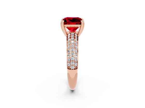 Rose gold Princess Cut Cut Diamond Milgrain Marquise Band with Prong Setting
