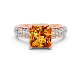 Rose gold Princess Cut Cut Diamond Milgrain Marquise Band with Prong Setting