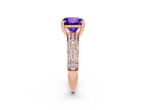 Rose gold Princess Cut Cut Diamond Milgrain Marquise Band with Prong Setting_2