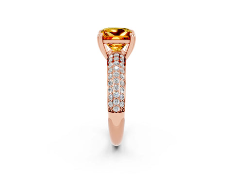 Rose gold Princess Cut Cut Diamond Milgrain Marquise Band with Prong Setting_2