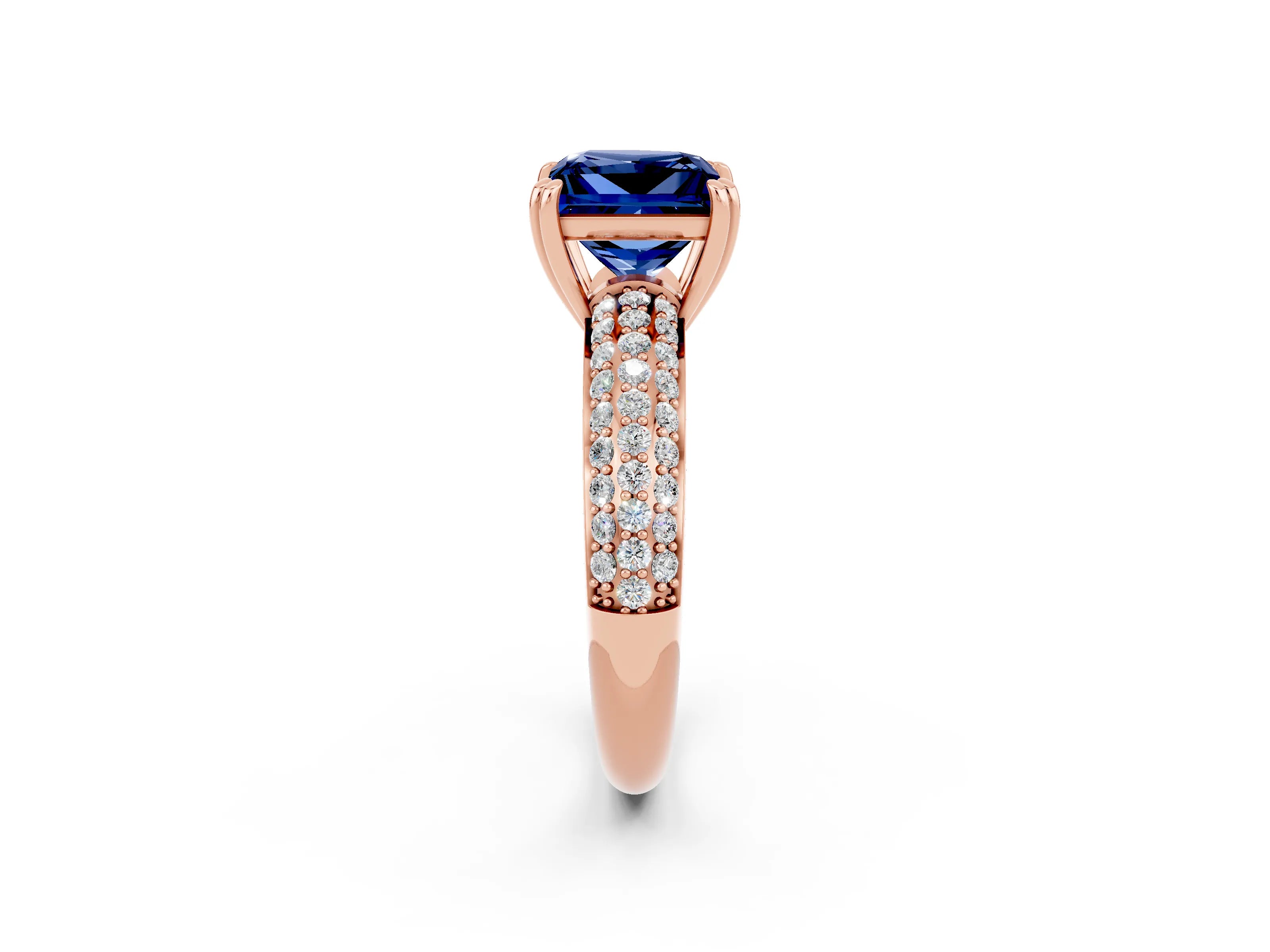 Rose gold Princess Cut Cut Diamond Milgrain Marquise Band with Prong Setting_2