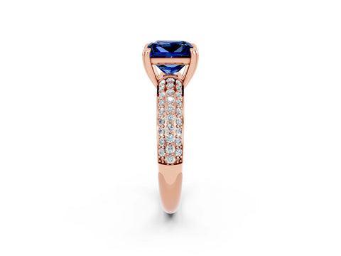 Rose gold Princess Cut Cut Diamond Milgrain Marquise Band with Prong Setting_2