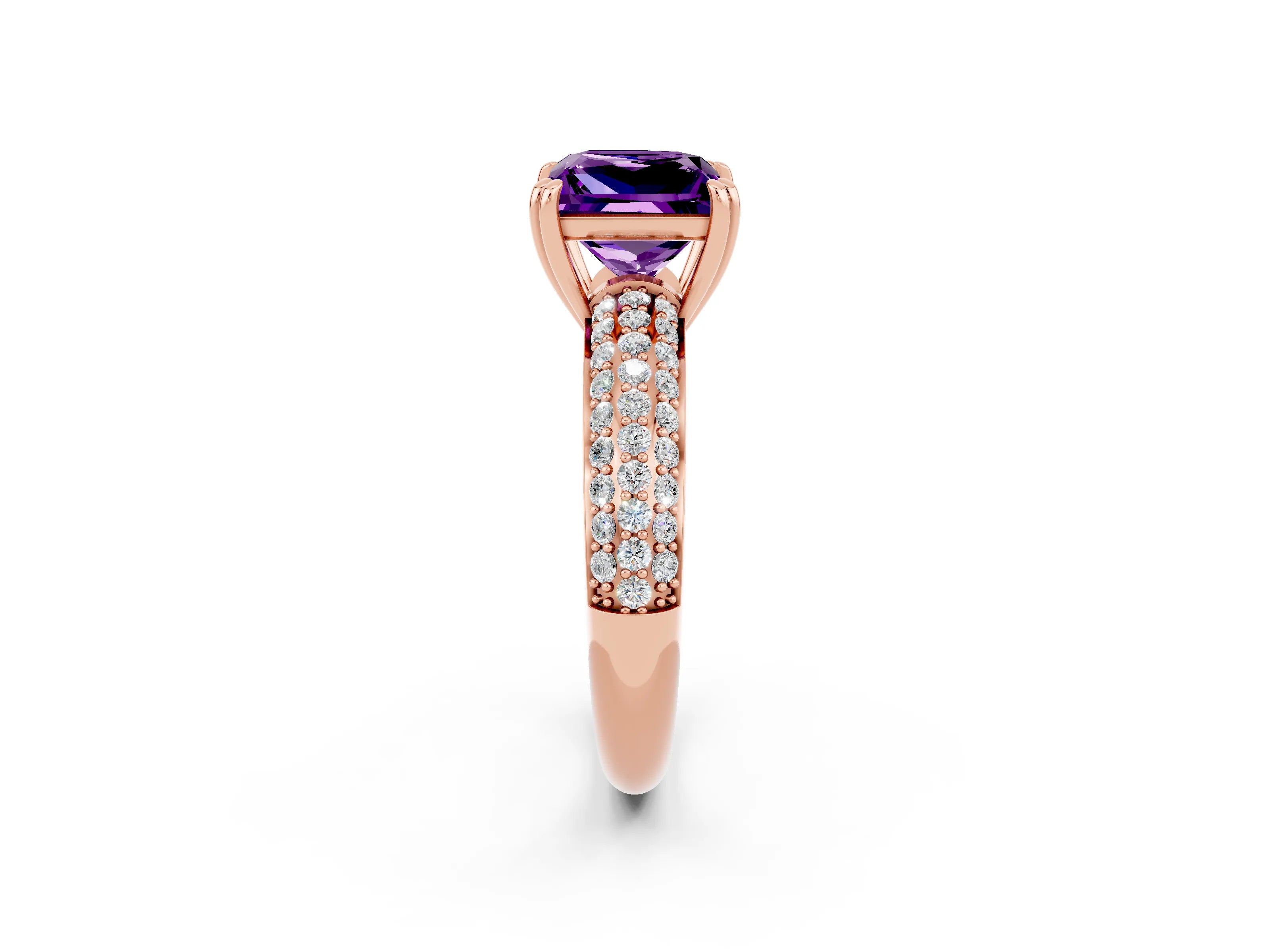 Rose gold Princess Cut Cut Diamond Milgrain Marquise Band with Prong Setting_2