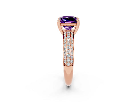 Rose gold Princess Cut Cut Diamond Milgrain Marquise Band with Prong Setting_2