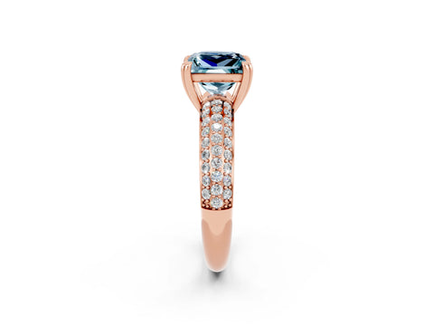 Rose gold Princess Cut Cut Diamond Milgrain Marquise Band with Prong Setting_2