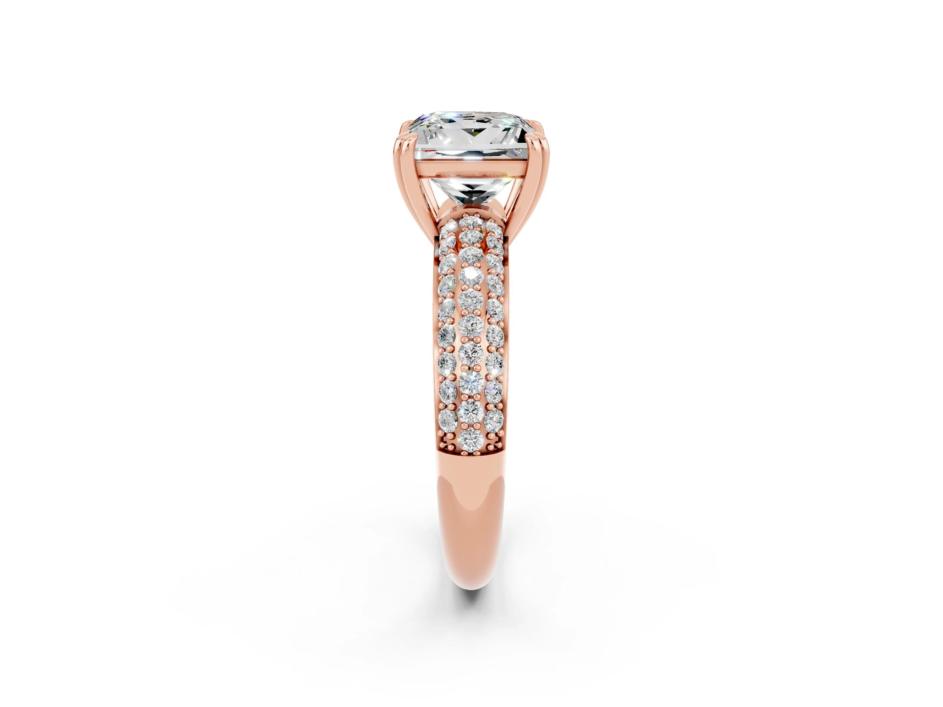 Rose gold Princess Cut Cut Diamond Milgrain Marquise Band with Prong Setting_2