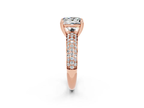 Rose gold Princess Cut Cut Diamond Milgrain Marquise Band with Prong Setting_2