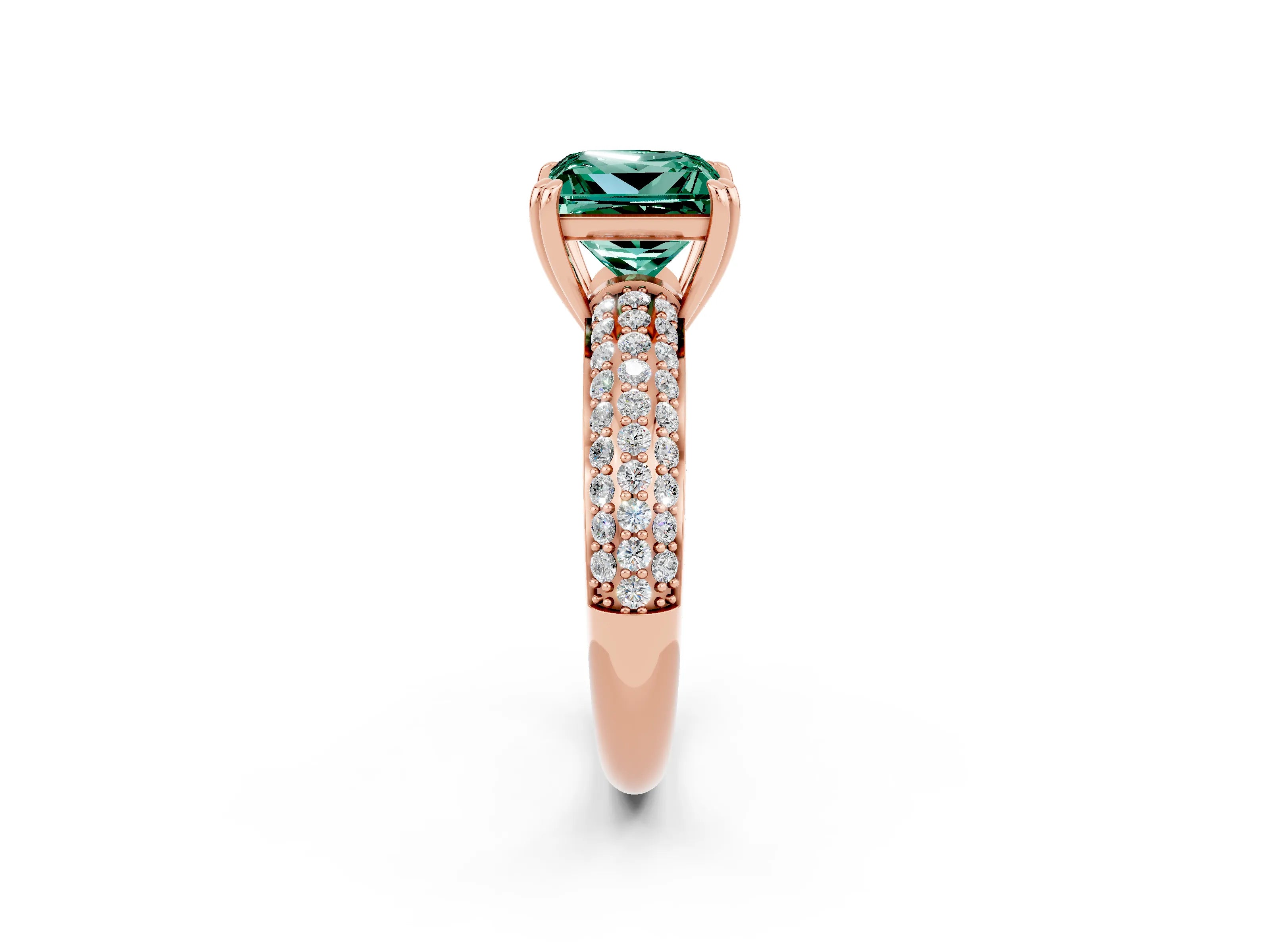 Rose gold Princess Cut Cut Diamond Milgrain Marquise Band with Prong Setting_2