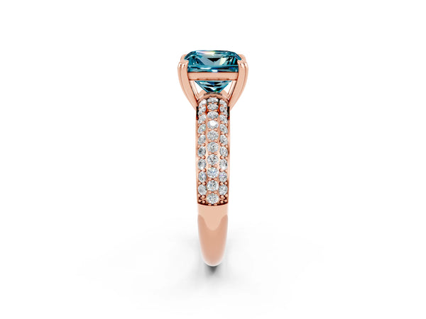 Rose gold Princess Cut Cut Diamond Milgrain Marquise Band with Prong Setting