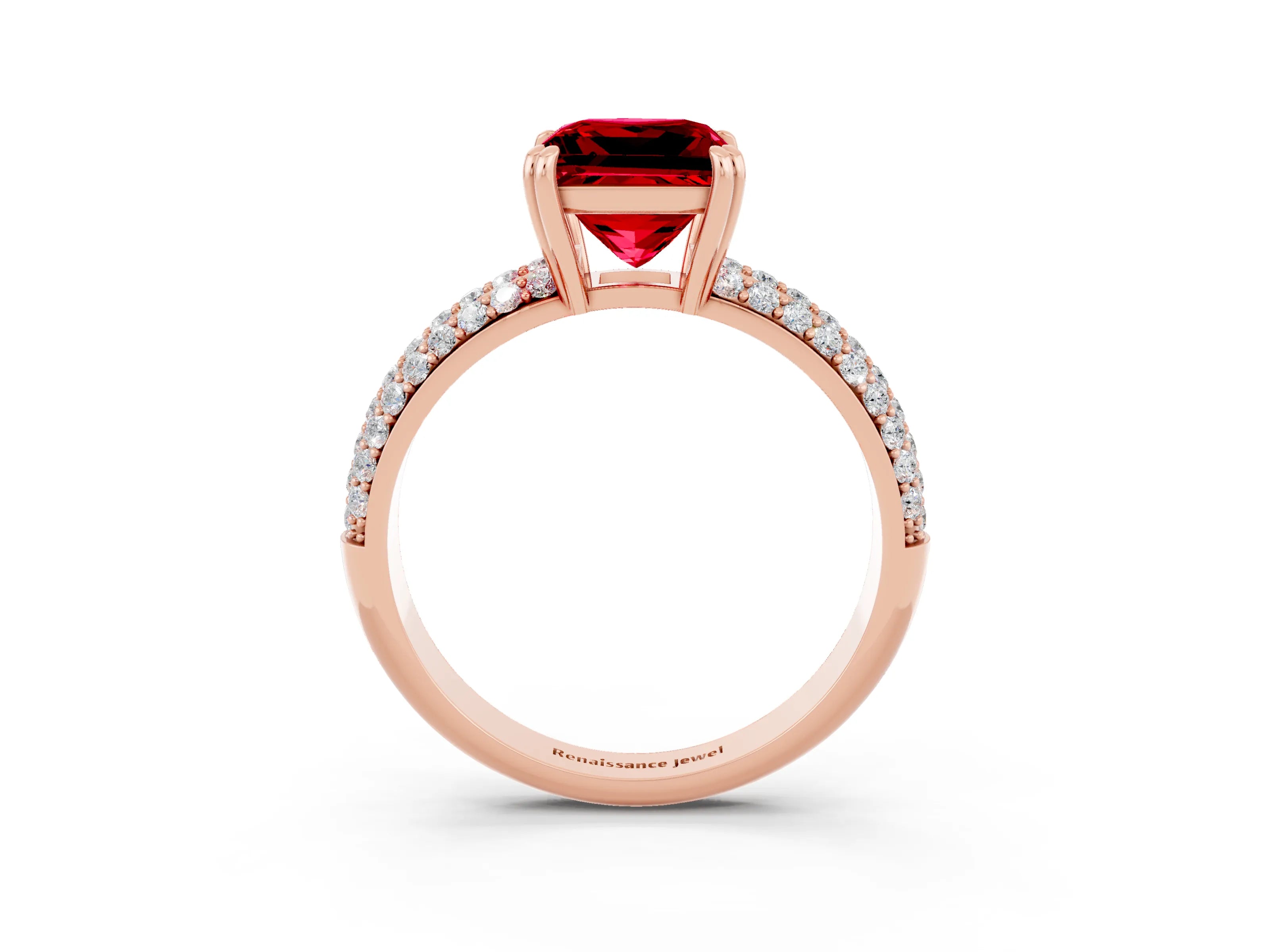 Rose gold Princess Cut Cut Diamond Milgrain Marquise Band with Prong Setting_3