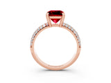 Rose gold Princess Cut Cut Diamond Milgrain Marquise Band with Prong Setting_3