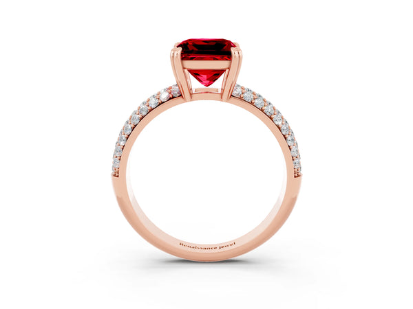 Rose gold Princess Cut Cut Diamond Milgrain Marquise Band with Prong Setting