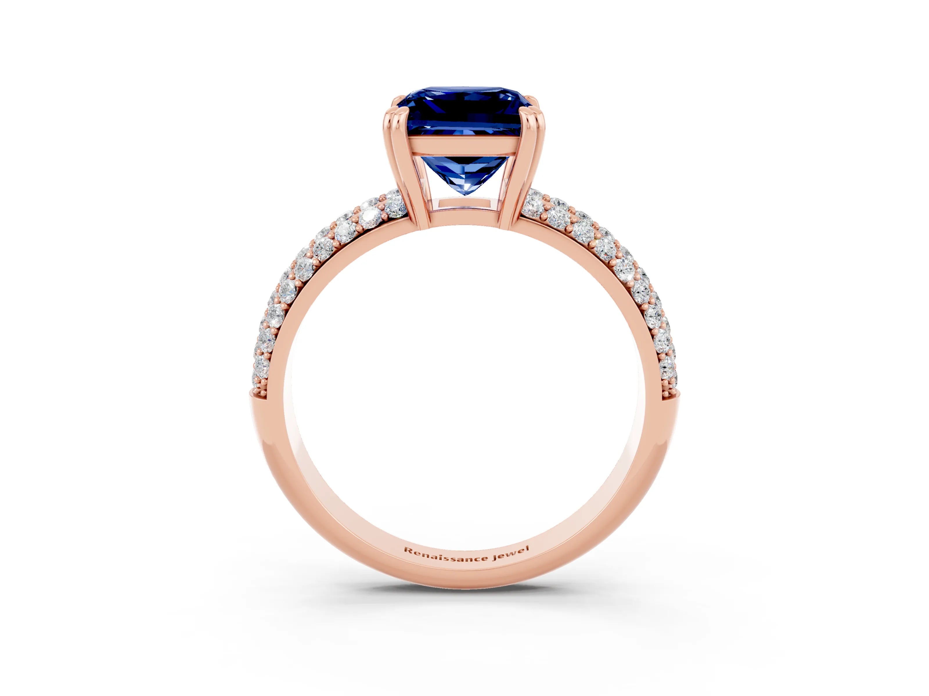 Rose gold Princess Cut Cut Diamond Milgrain Marquise Band with Prong Setting_3
