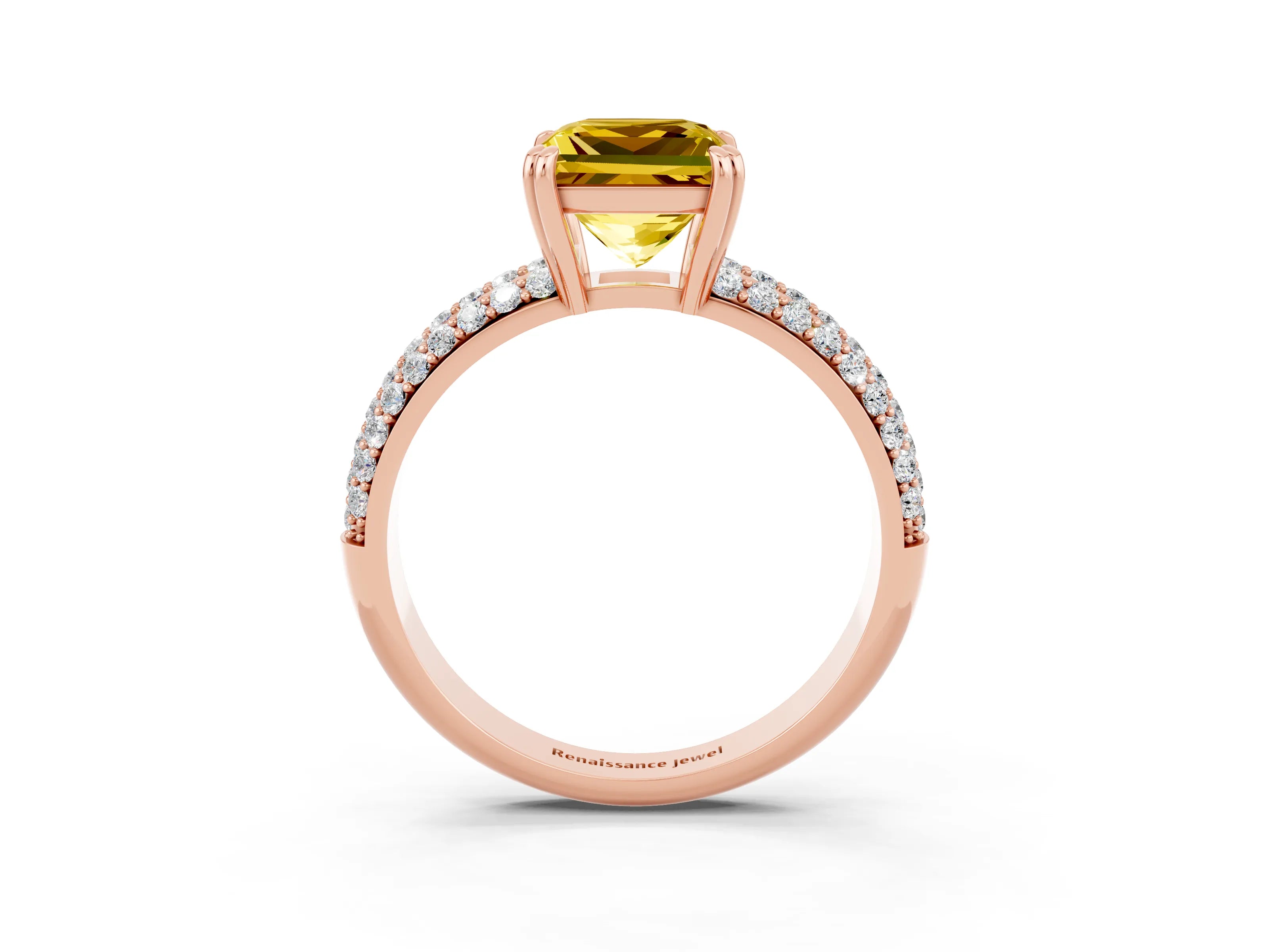 Rose gold Princess Cut Cut Diamond Milgrain Marquise Band with Prong Setting_3