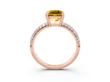 Rose gold Princess Cut Cut Diamond Milgrain Marquise Band with Prong Setting_3