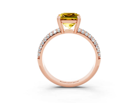 Rose gold Princess Cut Cut Diamond Milgrain Marquise Band with Prong Setting_3