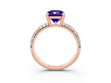 Rose gold Princess Cut Cut Diamond Milgrain Marquise Band with Prong Setting_3