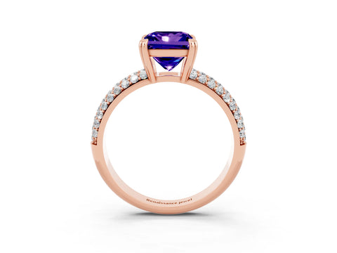 Rose gold Princess Cut Cut Diamond Milgrain Marquise Band with Prong Setting_3