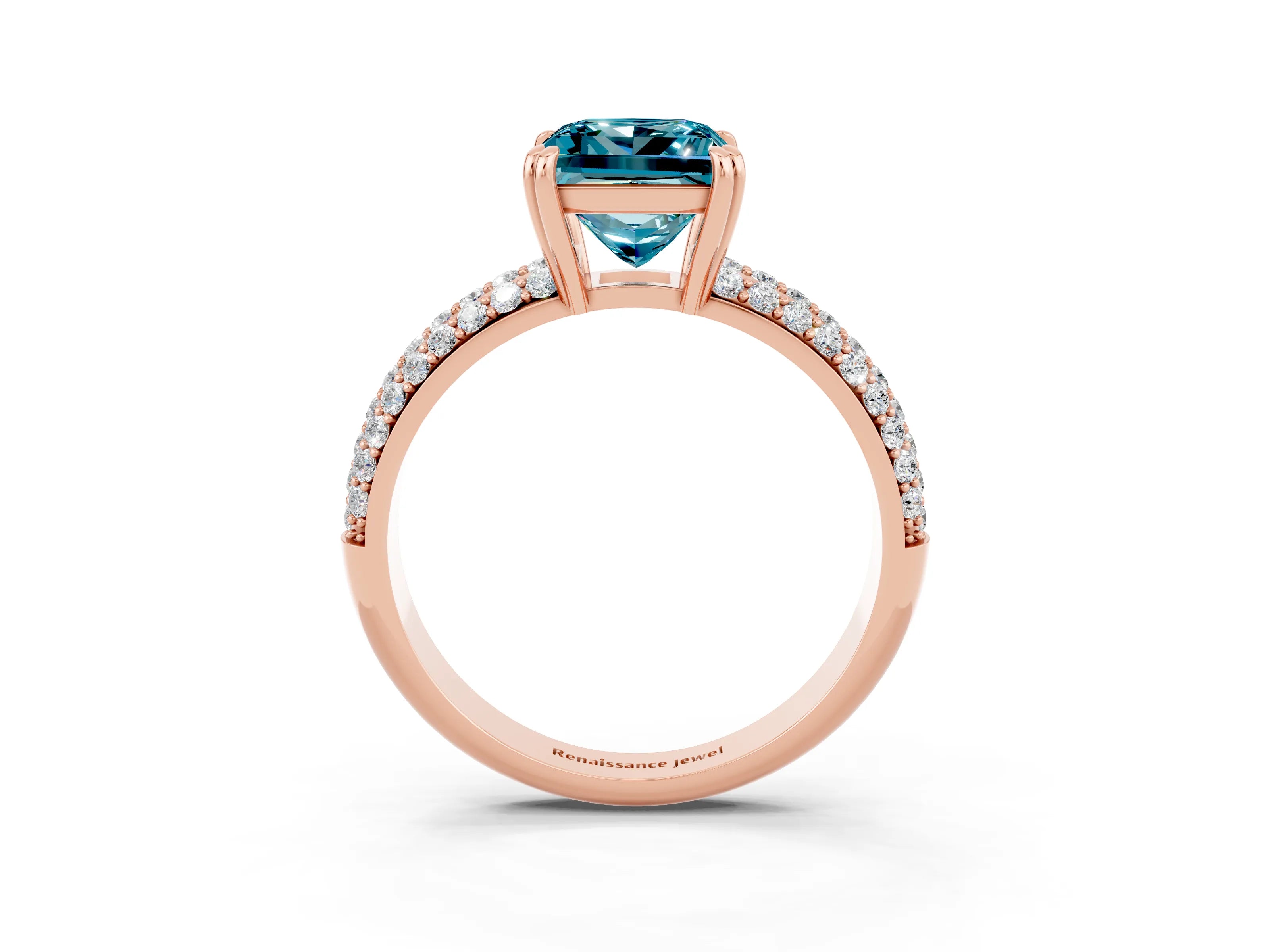 Rose gold Princess Cut Cut Diamond Milgrain Marquise Band with Prong Setting_3