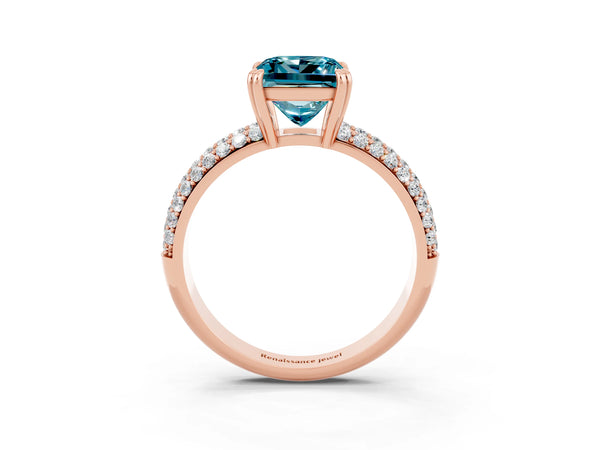 Rose gold Princess Cut Cut Diamond Milgrain Marquise Band with Prong Setting