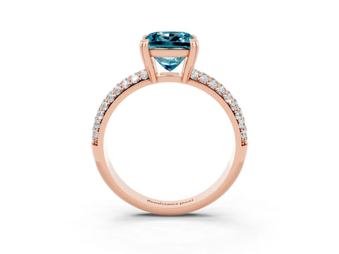 Rose gold Princess Cut Cut Diamond Milgrain Marquise Band with Prong Setting_3