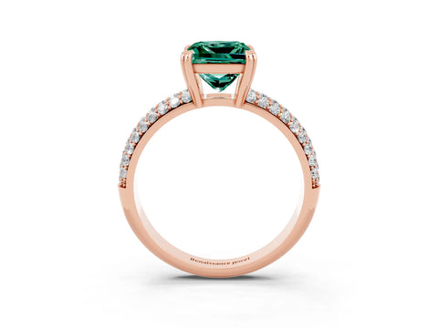 Rose gold Princess Cut Cut Diamond Milgrain Marquise Band with Prong Setting_3