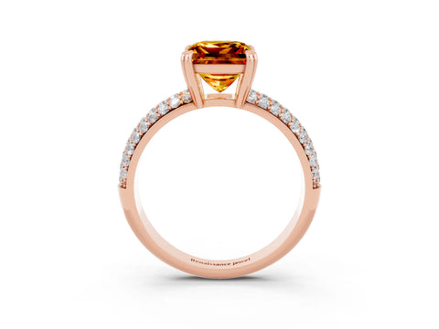 Rose gold Princess Cut Cut Diamond Milgrain Marquise Band with Prong Setting_3