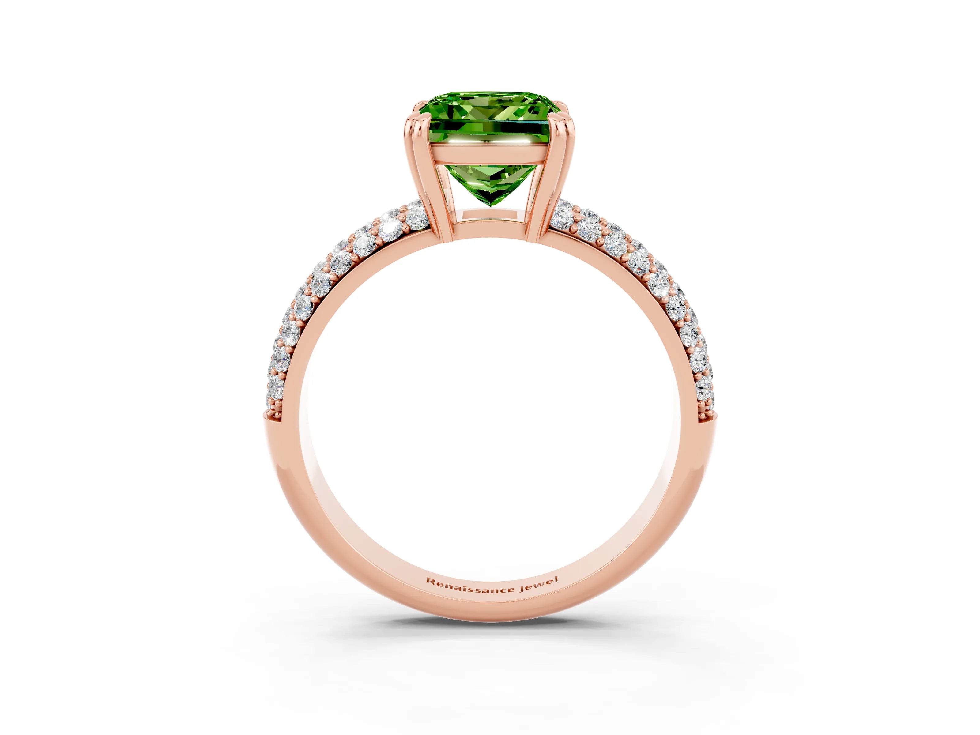 Rose gold Princess Cut Cut Diamond Milgrain Marquise Band with Prong Setting_3