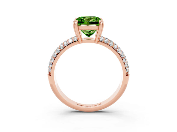 Rose gold Princess Cut Cut Diamond Milgrain Marquise Band with Prong Setting