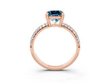 Rose gold Princess Cut Cut Diamond Milgrain Marquise Band with Prong Setting_3