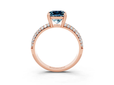 Rose gold Princess Cut Cut Diamond Milgrain Marquise Band with Prong Setting_3