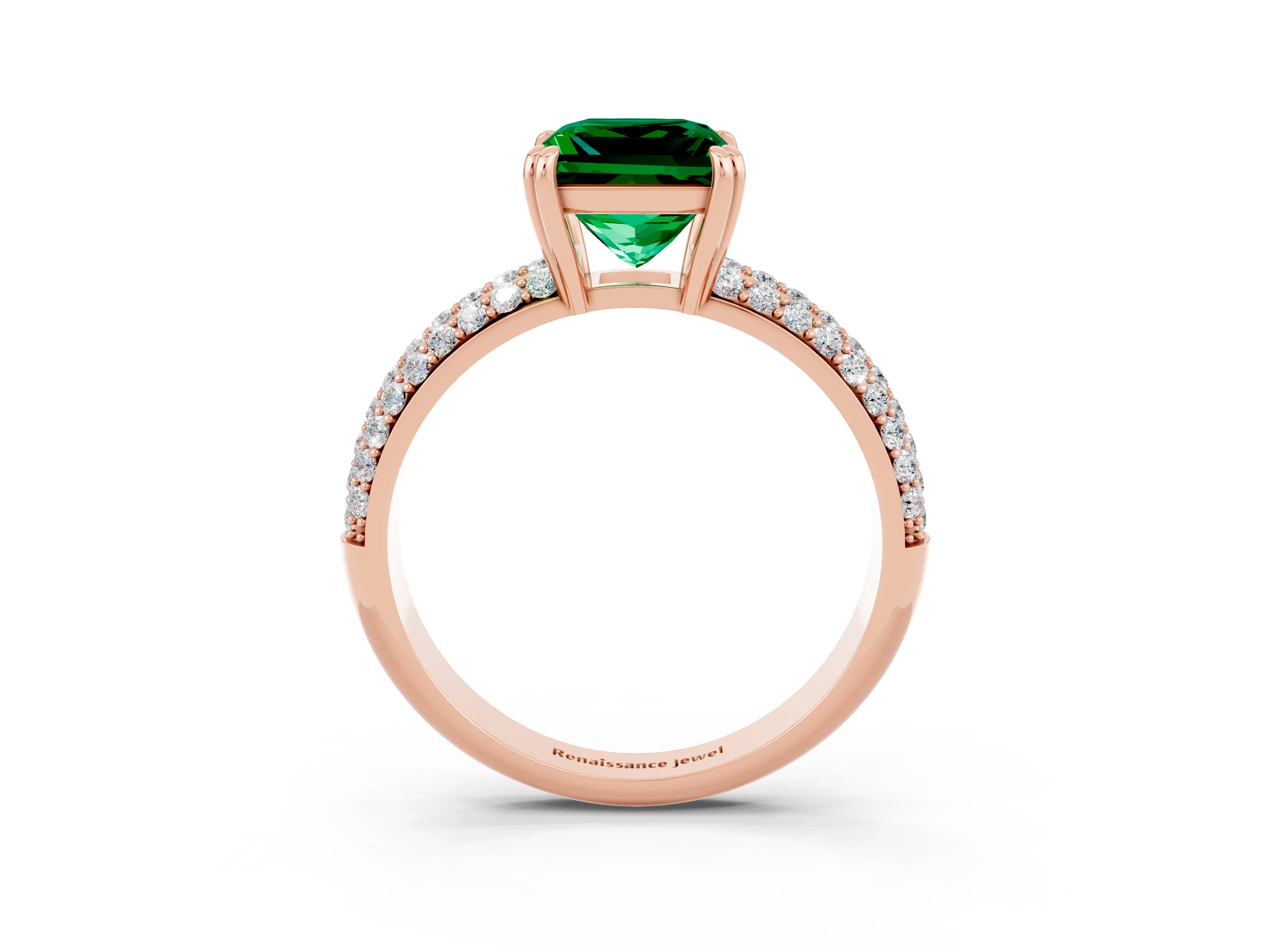 Rose gold Princess Cut Cut Diamond Milgrain Marquise Band with Prong Setting_3