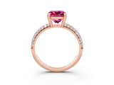 Rose gold Princess Cut Cut Diamond Milgrain Marquise Band with Prong Setting_3