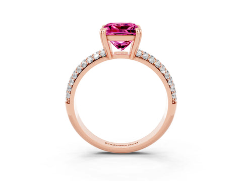 Rose gold Princess Cut Cut Diamond Milgrain Marquise Band with Prong Setting_3