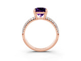 Rose gold Princess Cut Cut Diamond Milgrain Marquise Band with Prong Setting_3