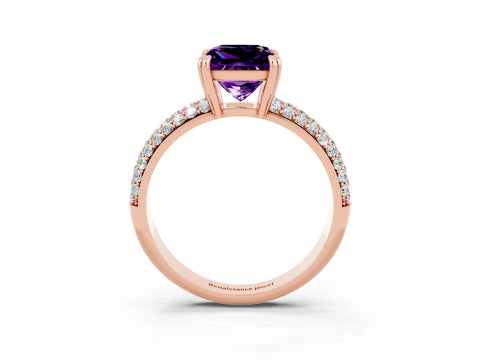 Rose gold Princess Cut Cut Diamond Milgrain Marquise Band with Prong Setting_3