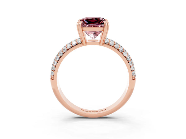 Rose gold Princess Cut Cut Diamond Milgrain Marquise Band with Prong Setting
