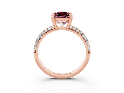 Rose gold Princess Cut Cut Diamond Milgrain Marquise Band with Prong Setting_3