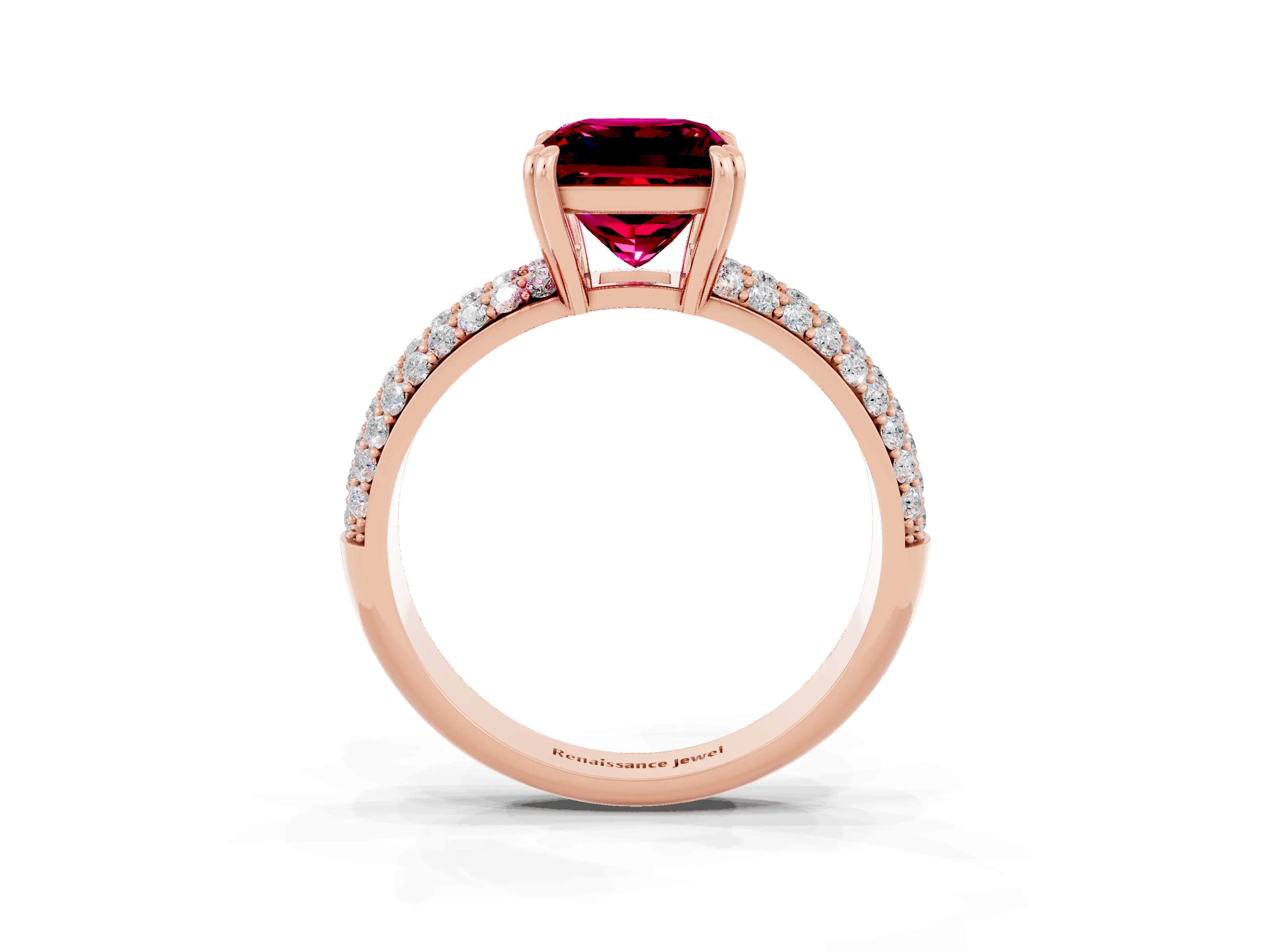Rose gold Princess Cut Cut Diamond Milgrain Marquise Band with Prong Setting_3