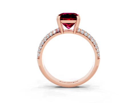 Rose gold Princess Cut Cut Diamond Milgrain Marquise Band with Prong Setting_3