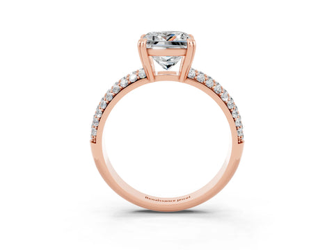 Rose gold Princess Cut Cut Diamond Milgrain Marquise Band with Prong Setting_3