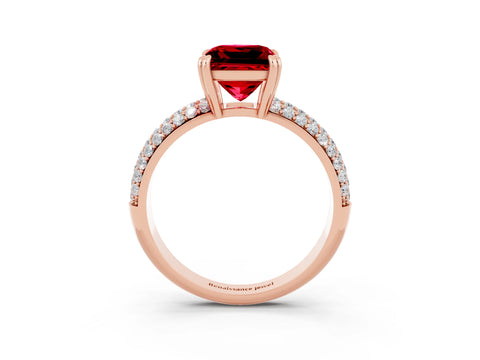Rose gold Princess Cut Cut Diamond Milgrain Marquise Band with Prong Setting_3