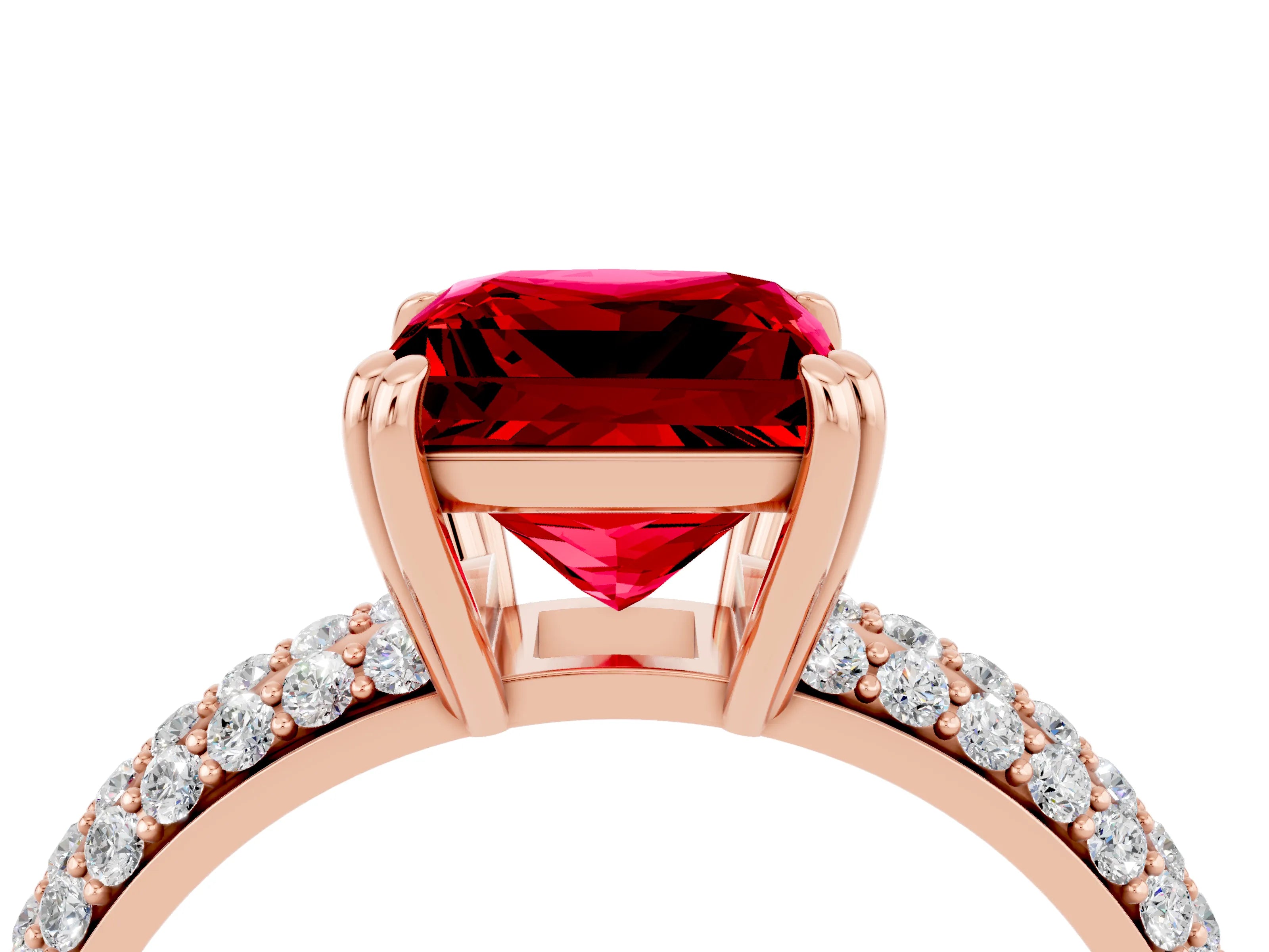 Rose gold Princess Cut Cut Diamond Milgrain Marquise Band with Prong Setting_4