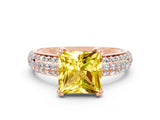 Rose gold Princess Cut Cut Diamond Milgrain Marquise Band with Prong Setting