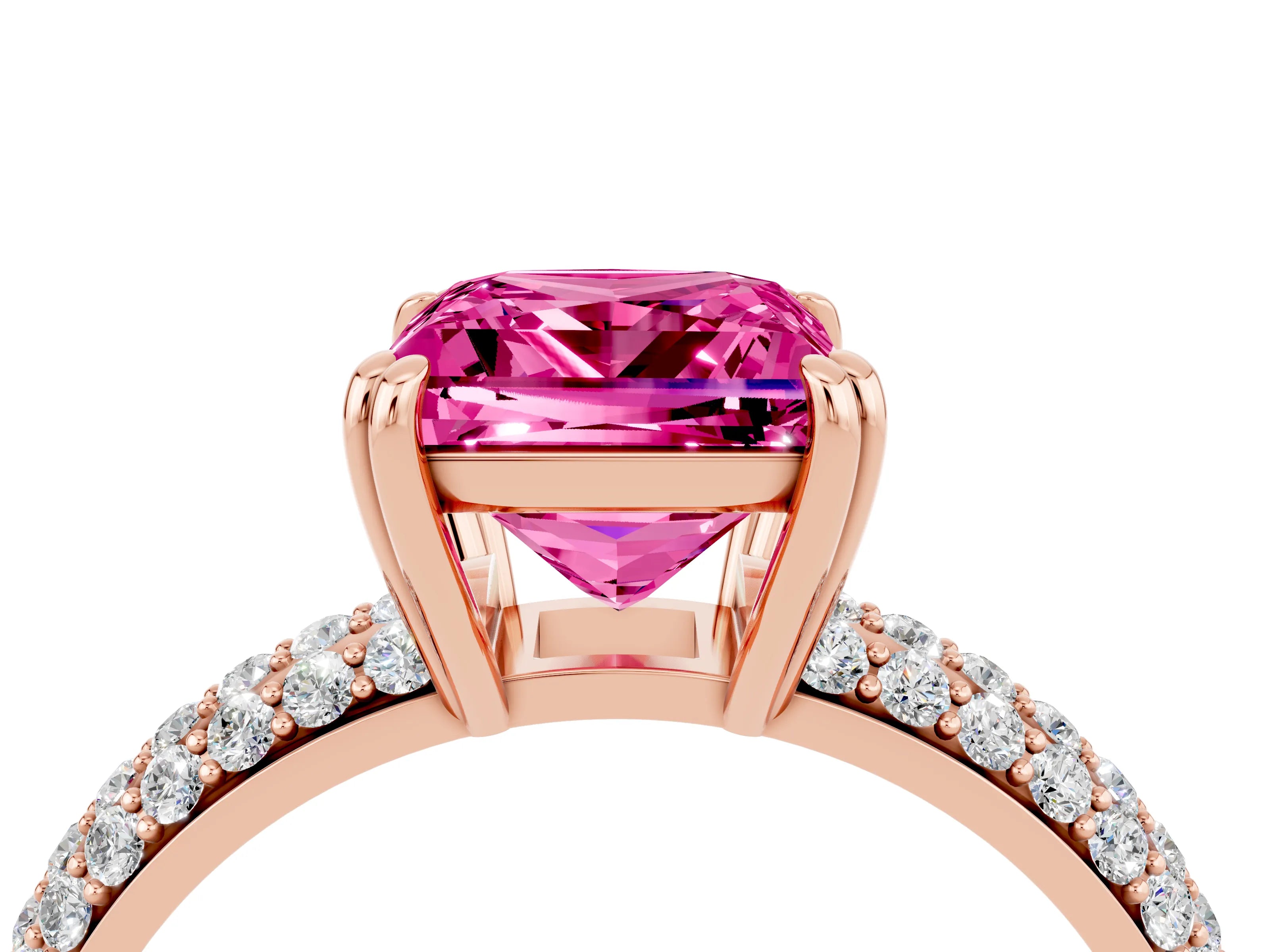 Rose gold Princess Cut Cut Diamond Milgrain Marquise Band with Prong Setting_4