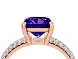 Rose gold Princess Cut Cut Diamond Milgrain Marquise Band with Prong Setting_4