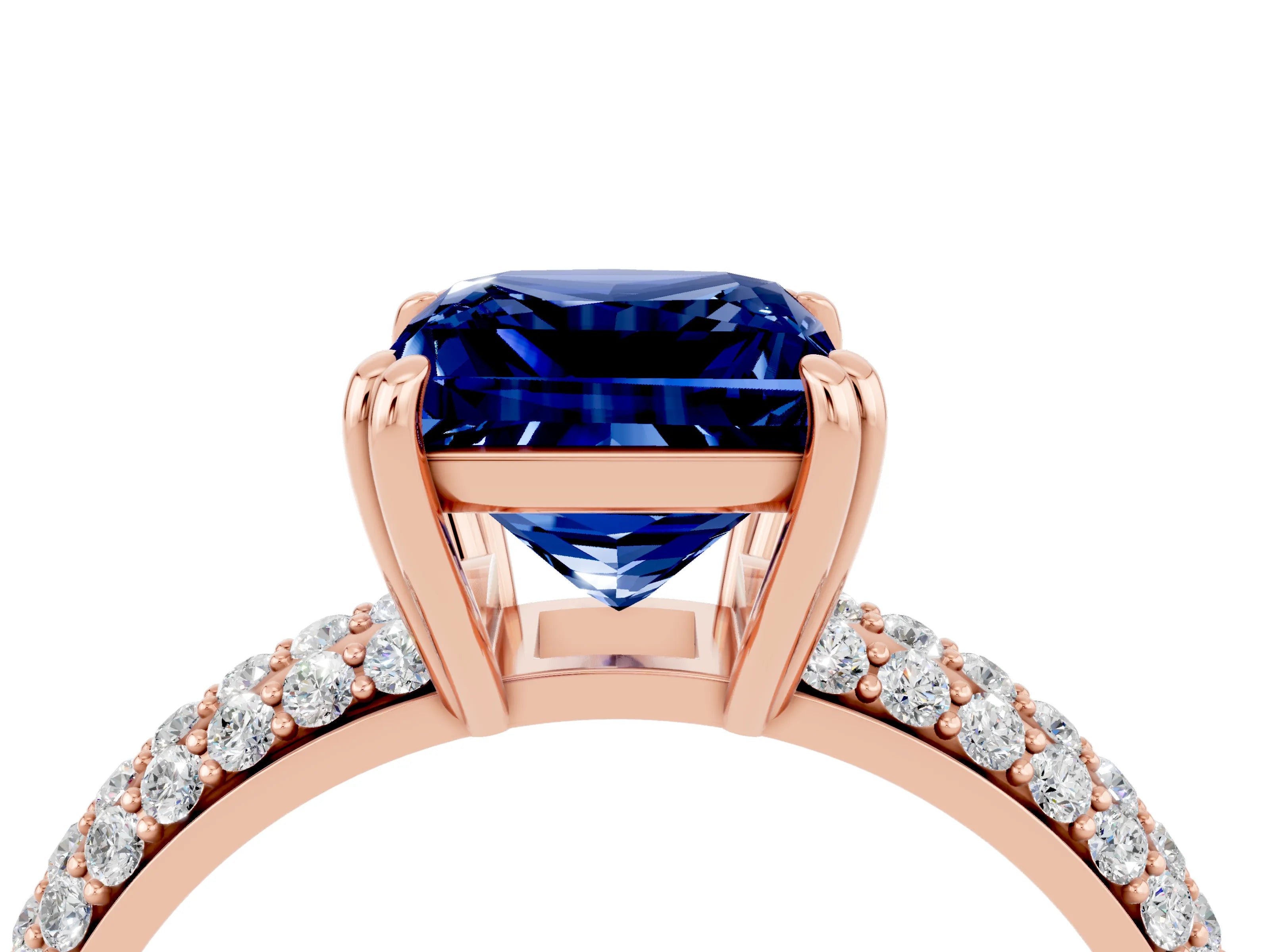 Rose gold Princess Cut Cut Diamond Milgrain Marquise Band with Prong Setting_4