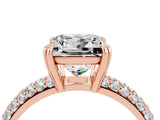 Rose gold Princess Cut Cut Diamond Milgrain Marquise Band with Prong Setting_4